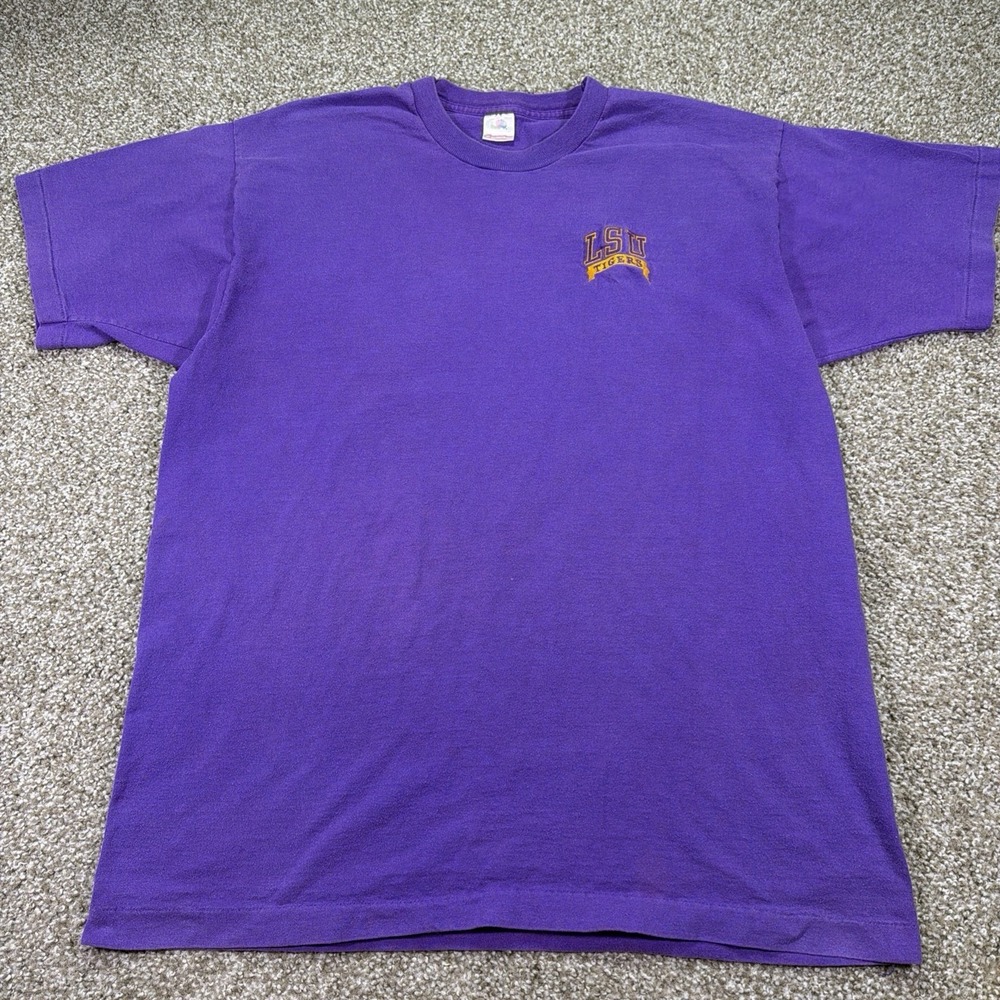Vintage 90s LSU Tee Size XL Casual Essential Tee Single Stitch Purple